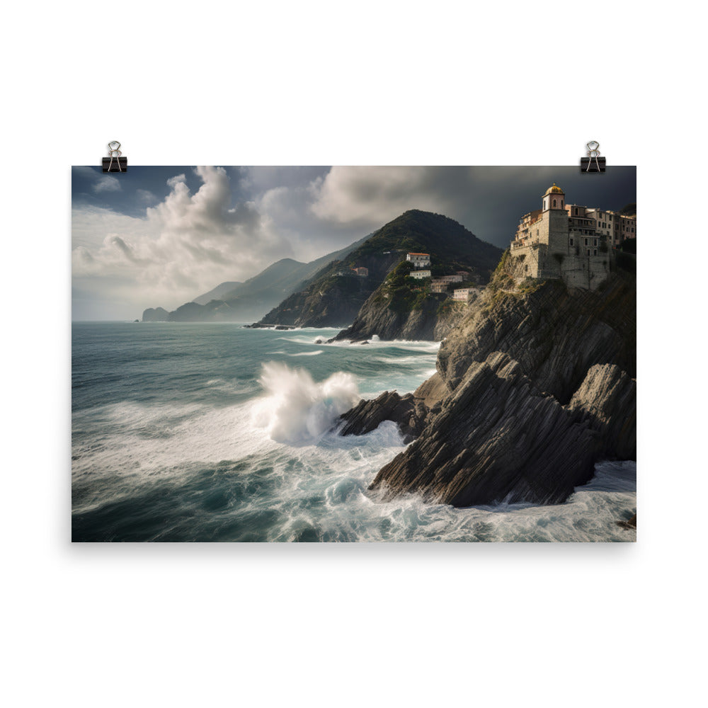 Dramatic Seascapes of the Cinque Terre photo paper poster - Posterfy.AI