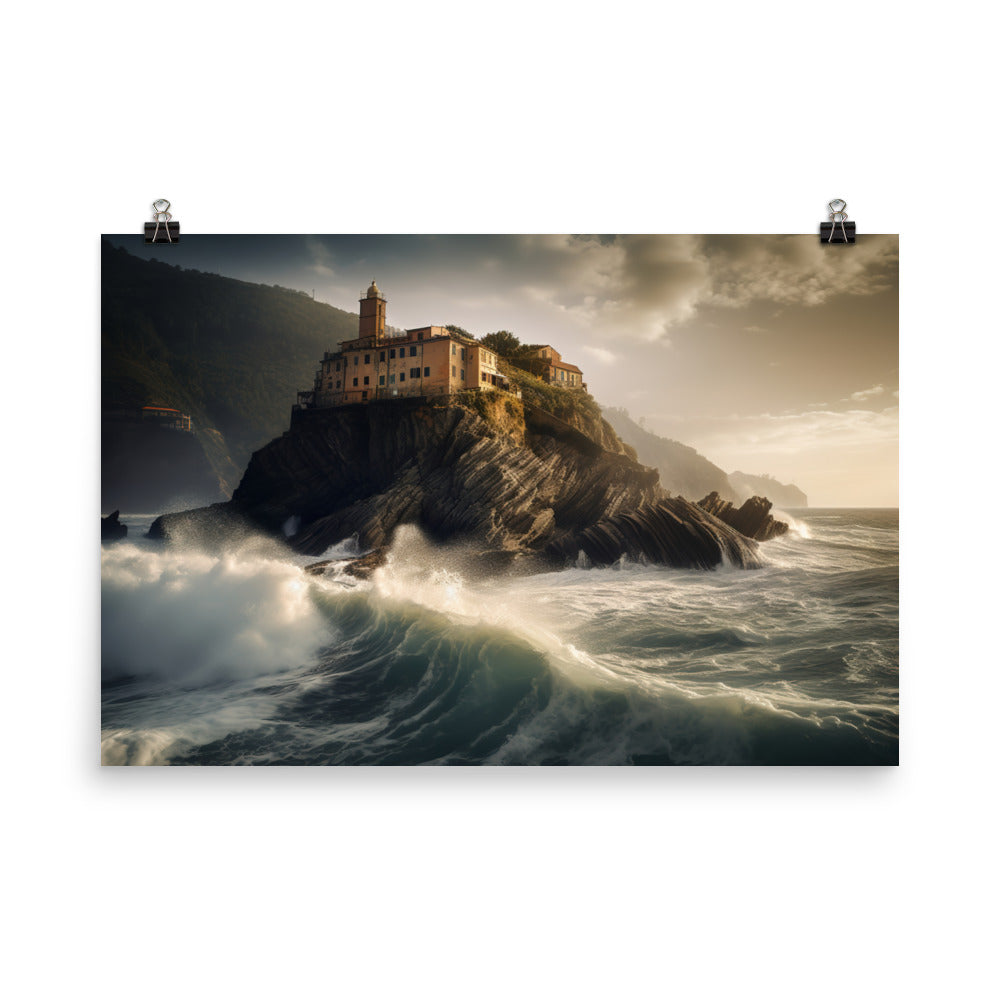 Dramatic Seascapes of the Cinque Terre photo paper poster - Posterfy.AI