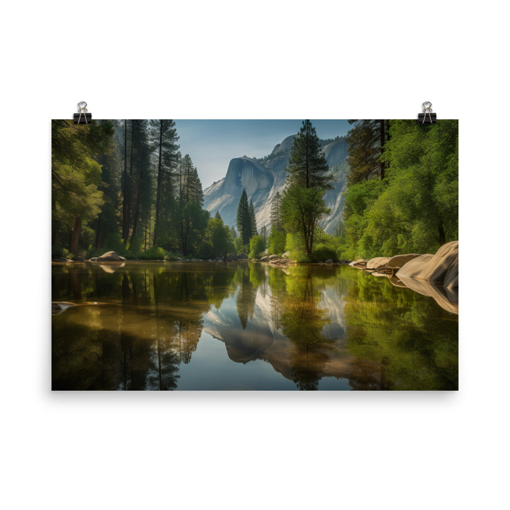 Unveiling Yosemites Serene Beauty photo  paper poster - Posterfy.AI