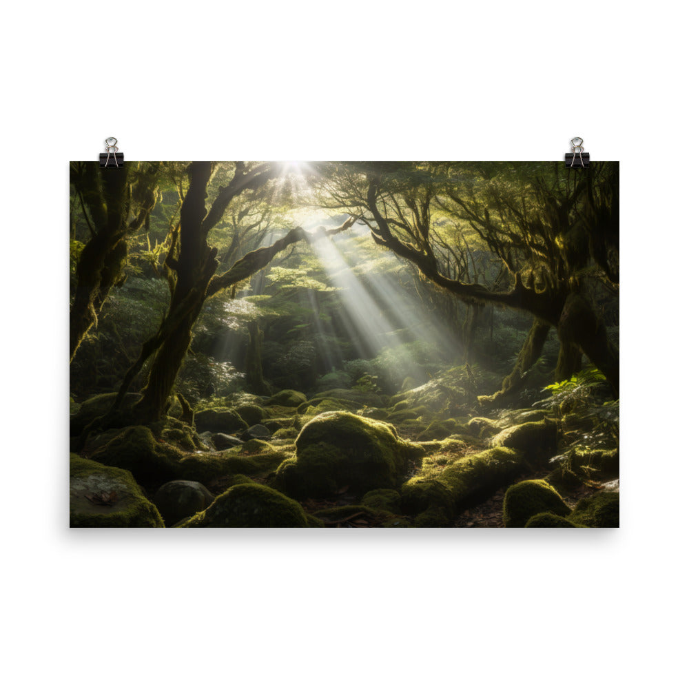 Light in Yakushimas Forests photo  paper poster - Posterfy.AI