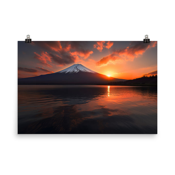 Sunset Splendor at Mount Fuji photo  paper poster - Posterfy.AI