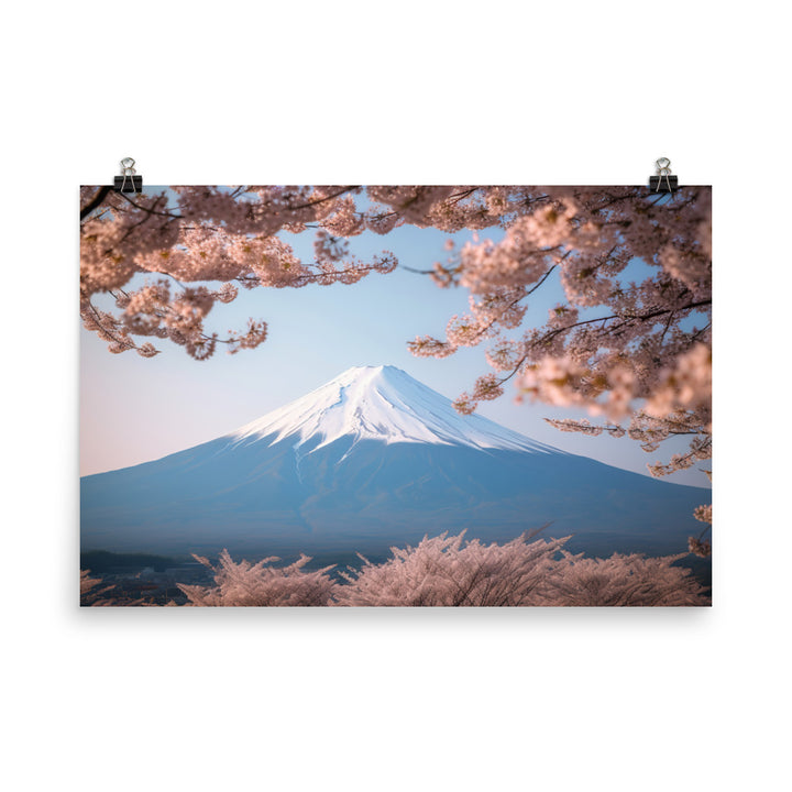 Enveloped in Cherry Blossoms at Mount Fuji photo  paper poster - Posterfy.AI