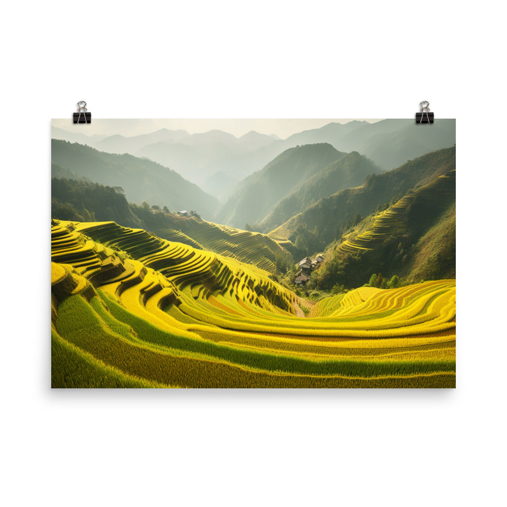 Beauty of Guilin Rice Terraces photo paper poster - Posterfy.AI