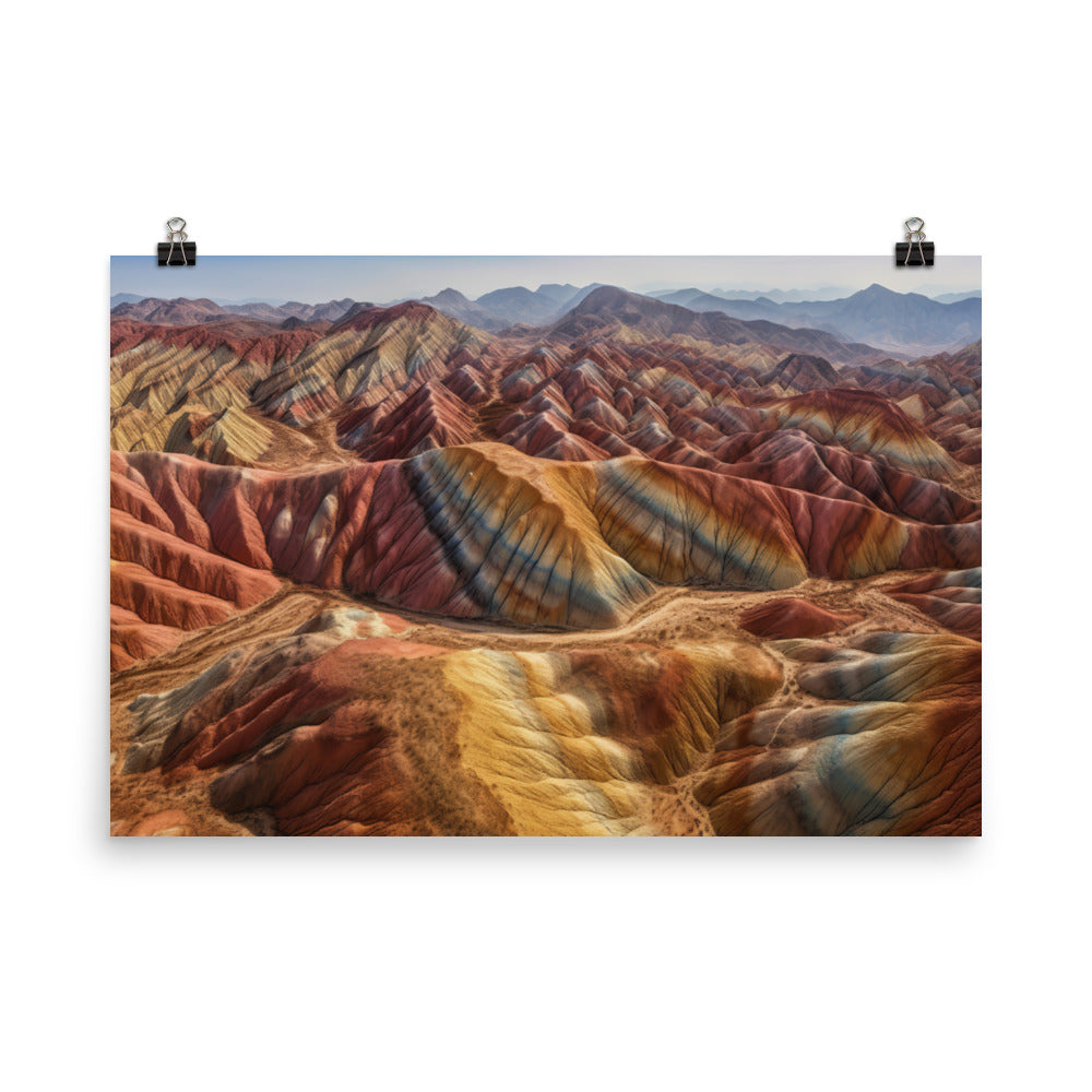 Zhangye Danxia Landform from Above photo paper poster - Posterfy.AI