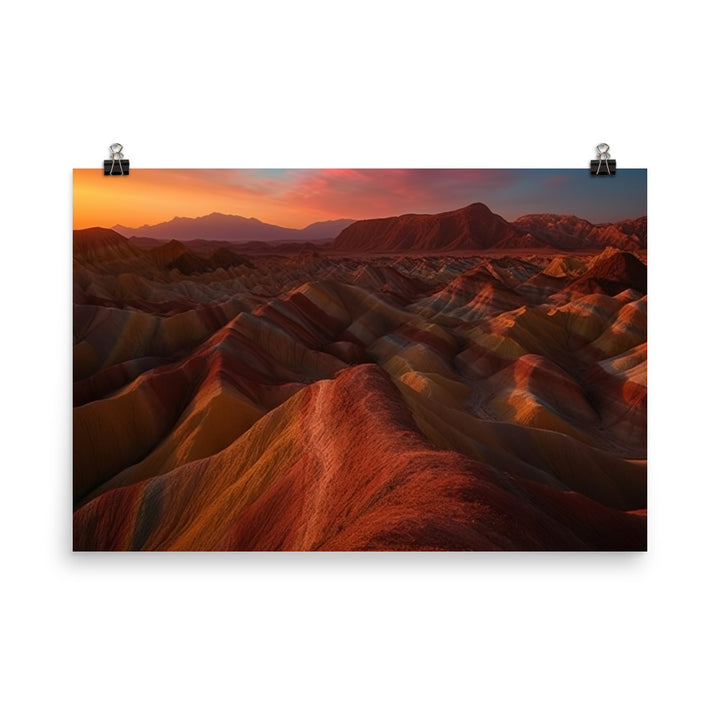 Zhangye Danxia Landform at Sunset photo paper poster - Posterfy.AI