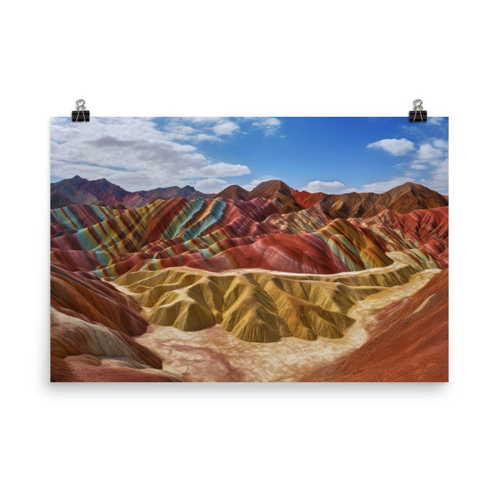 Vibrant Colors of Zhangye Danxia Landform photo paper poster - Posterfy.AI