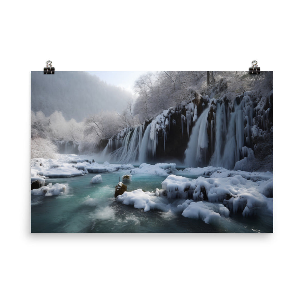 Jiuzhaigou Valleys Waterfalls Flow photo paper poster - Posterfy.AI