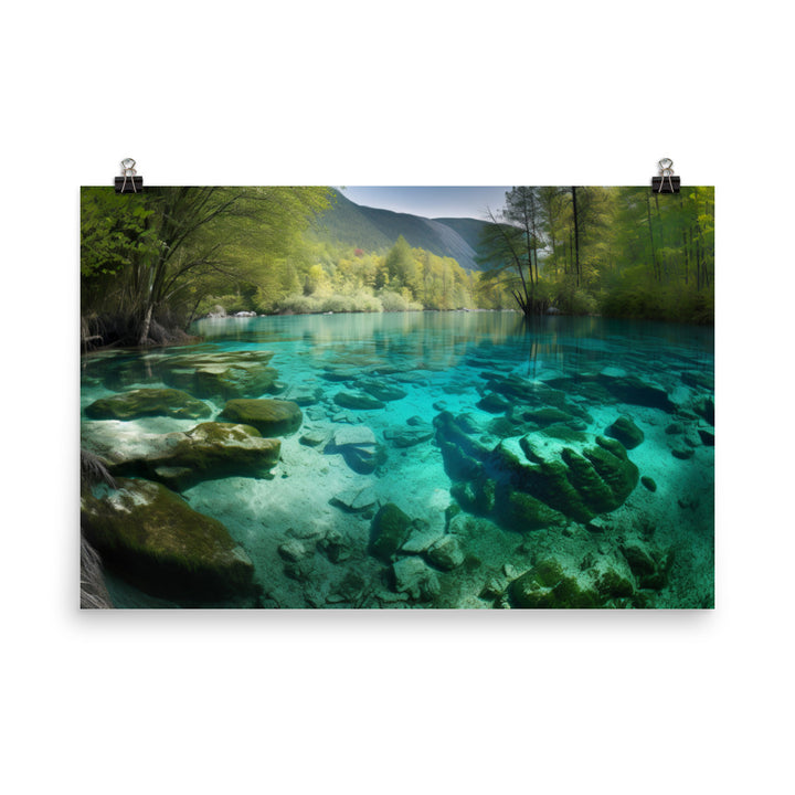 Jiuzhaigou Valleys Crystal clear Lakes photo paper poster - Posterfy.AI