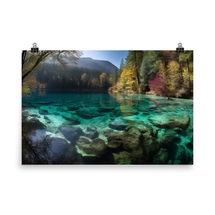 Jiuzhaigou Valleys Crystal clear Lakes photo paper poster - Posterfy.AI