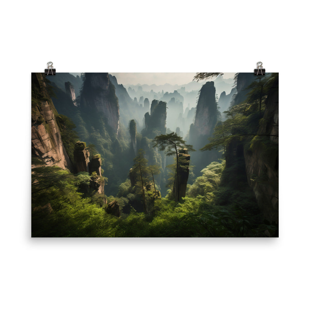 Serene Beauty of Zhangjiajies Forest Park photo paper poster - Posterfy.AI