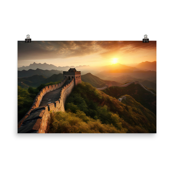 Capturing the Great Wall at Sunrise photo paper poster - Posterfy.AI