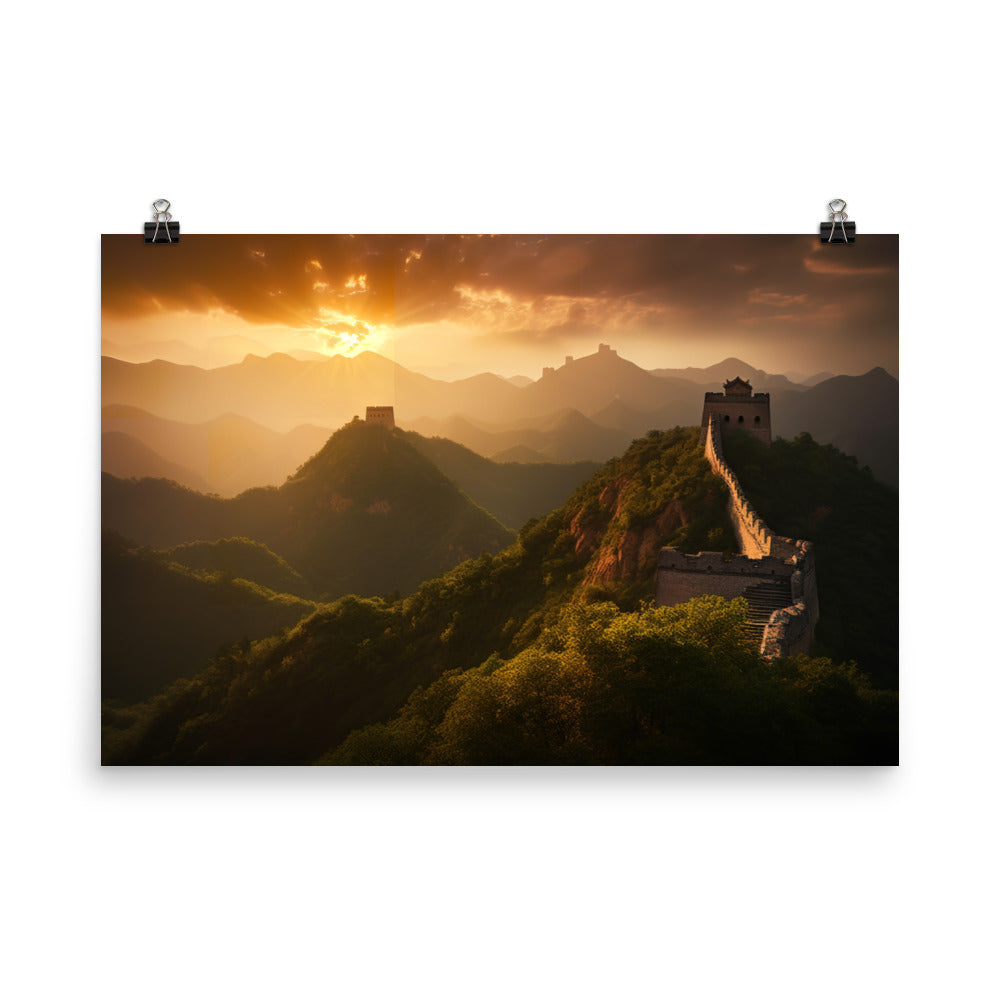 Capturing the Great Wall at Sunrise photo paper poster - Posterfy.AI