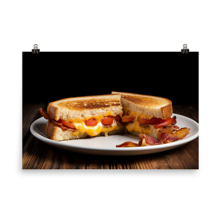 Gourmet Grilled Cheese with Bacon and Tomato photo paper poster - Posterfy.AI