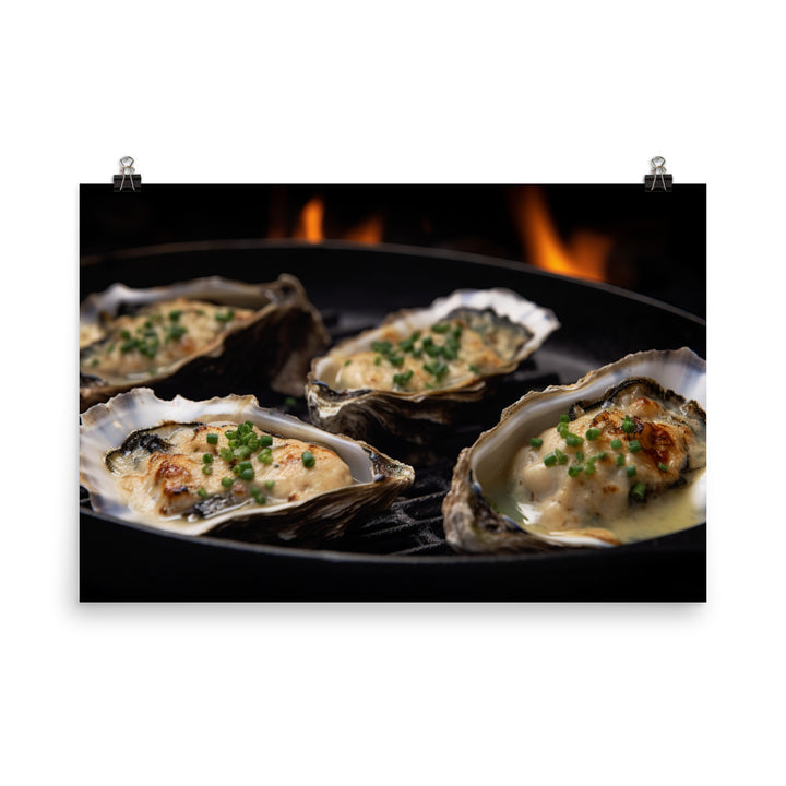 Grilled Pacific Oysters with Garlic and Butter photo paper poster - Posterfy.AI