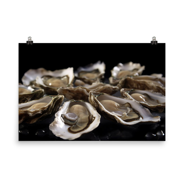 Freshly Shucked Pacific Oysters on Ice photo paper poster - Posterfy.AI