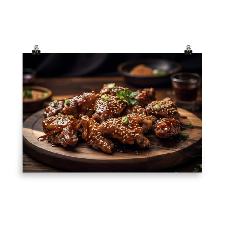 Glazed Teriyaki Chicken Wings photo paper poster - Posterfy.AI