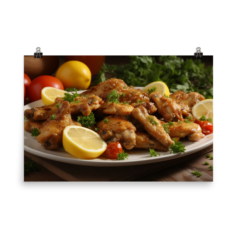 Platter of Honey Mustard Chicken Wings photo paper poster - Posterfy.AI