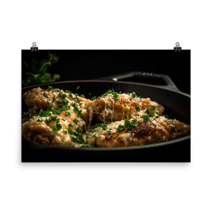 Sizzling Garlic Parmesan Chicken Wings photo paper poster - Posterfy.AI
