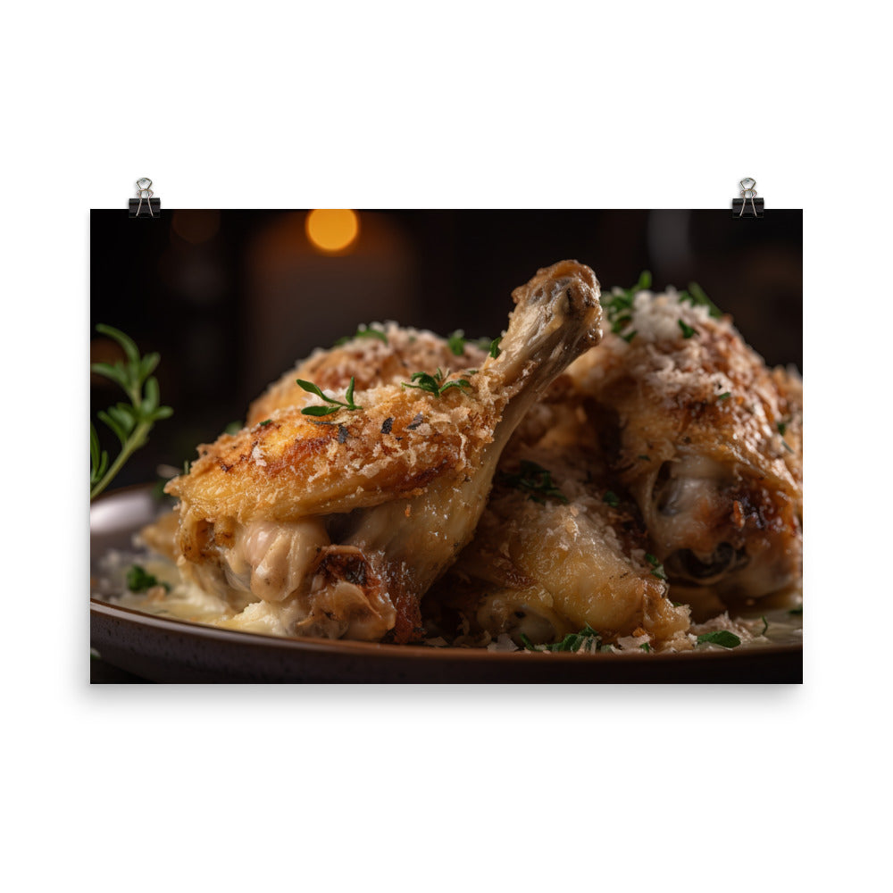 Mouthwatering Garlic Parmesan Chicken Wings photo paper poster - Posterfy.AI