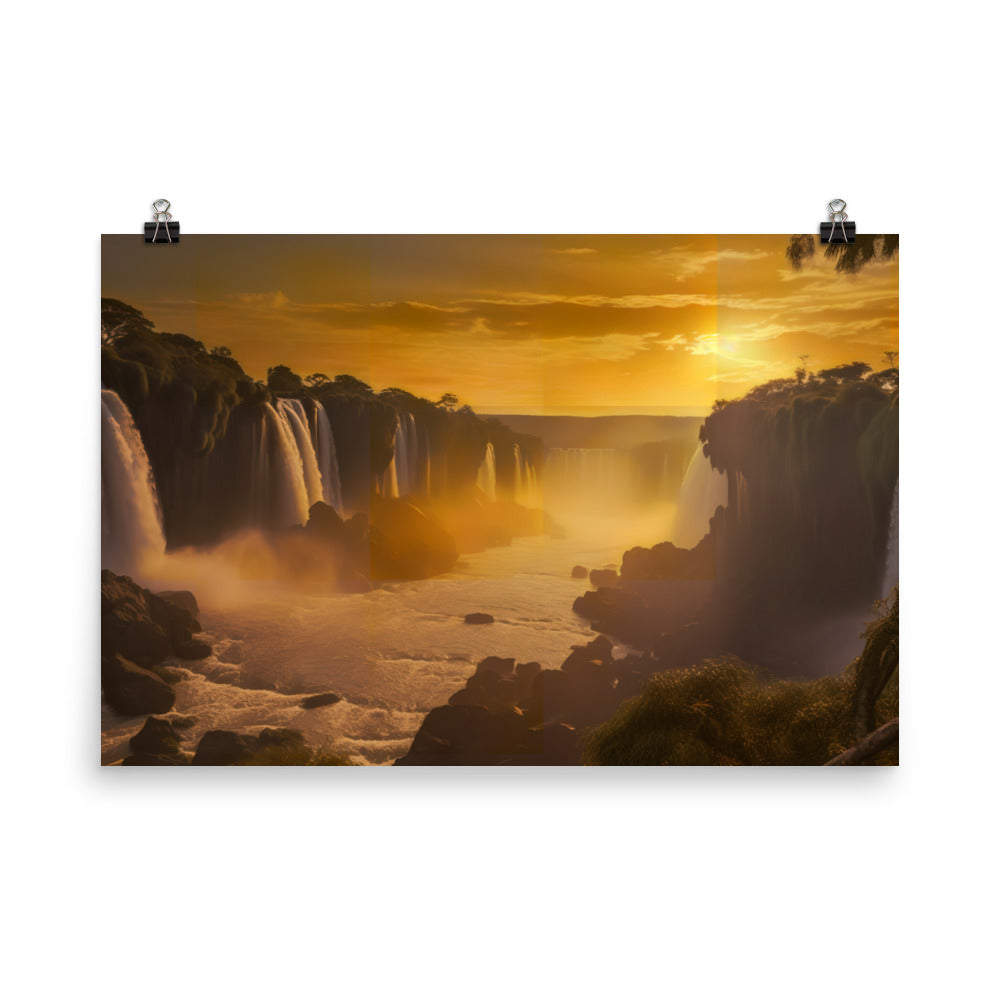 Golden Hour at Iguazu Falls photo paper poster - Posterfy.AI