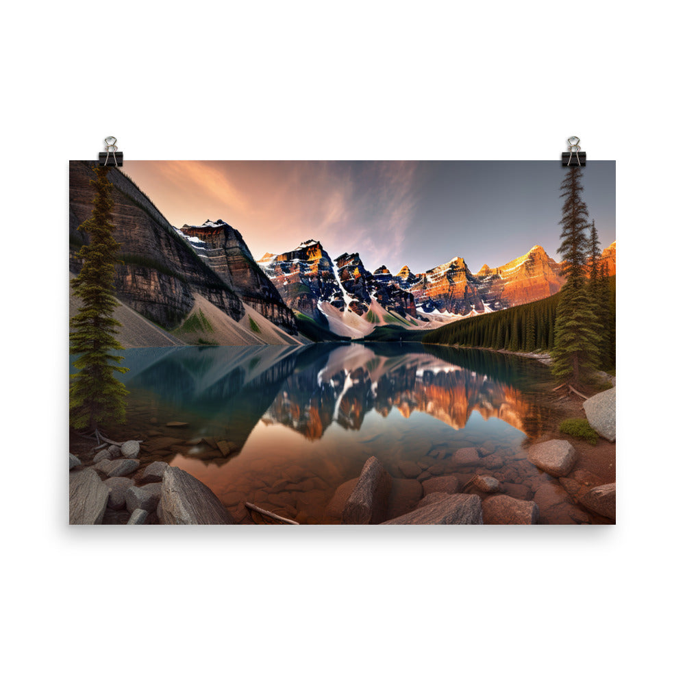Majestic Beauty of Moraine Lake photo paper poster - Posterfy.AI
