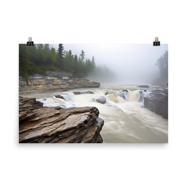 Elegance of Athabasca Falls photo paper poster - Posterfy.AI