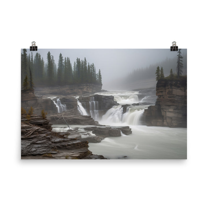 Elegance of Athabasca Falls photo paper poster - Posterfy.AI