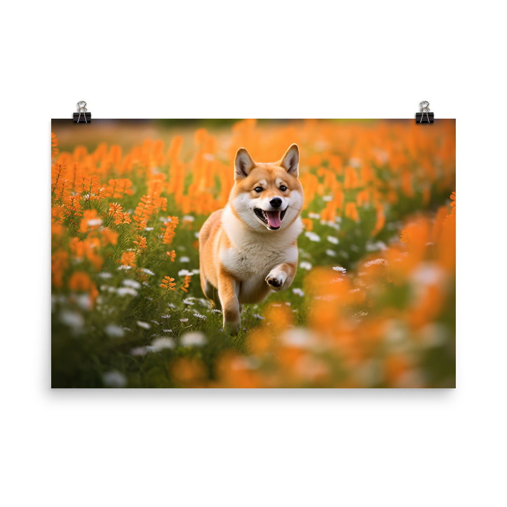 Shiba Inu Running photo paper poster - Posterfy.AI