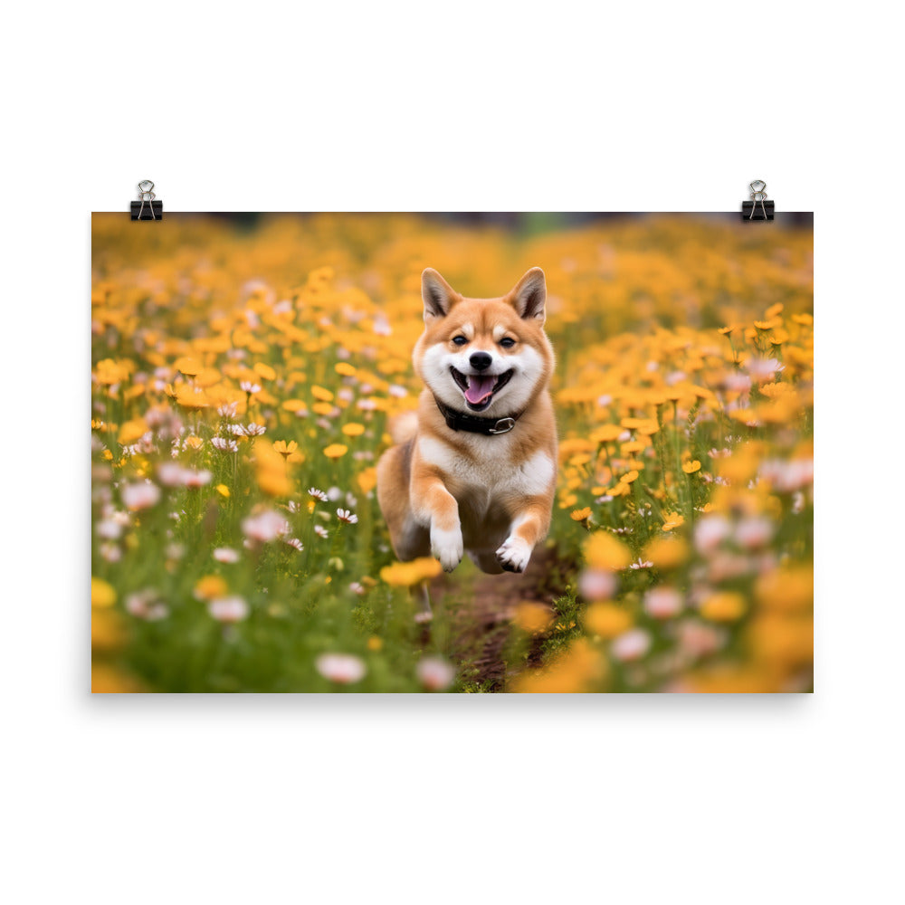 Shiba Inu Running photo paper poster - Posterfy.AI