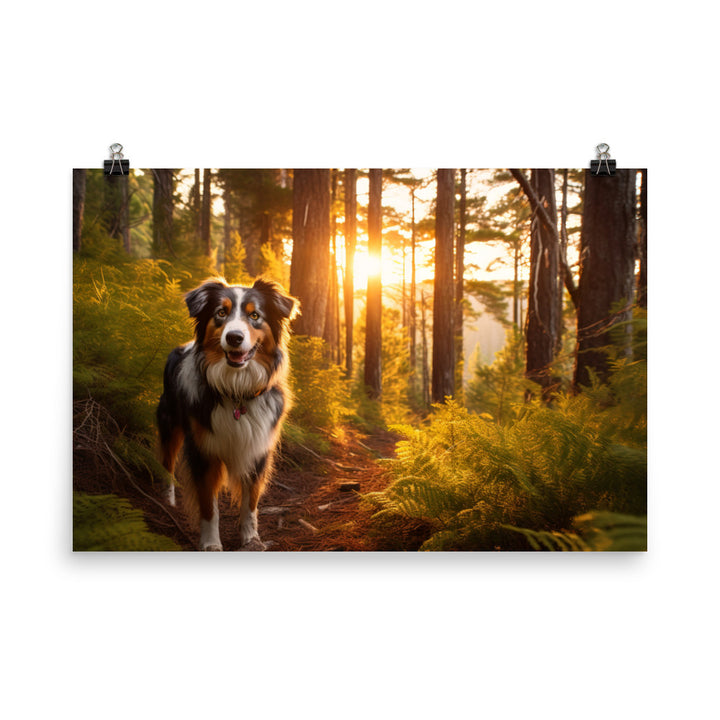 Australian Shepherd as it hikes photo paper poster - Posterfy.AI