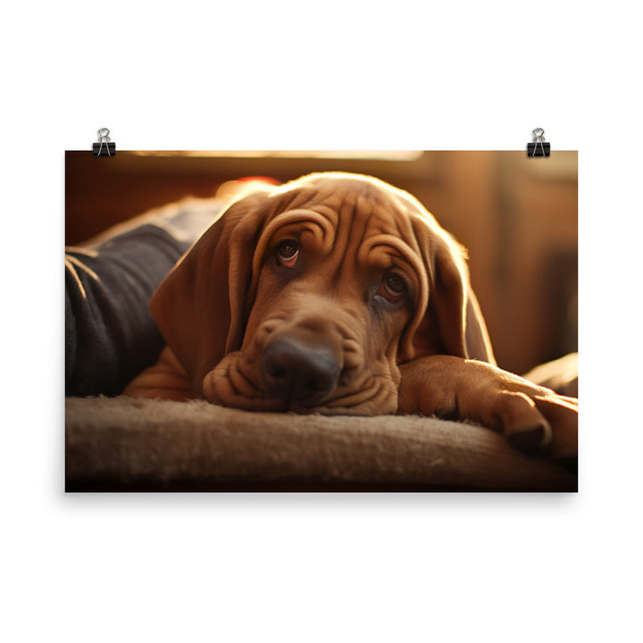 Cuddles with a Bloodhound photo paper poster - Posterfy.AI