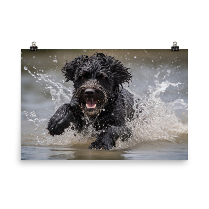 Portuguese Water Dog playing photo paper poster - Posterfy.AI