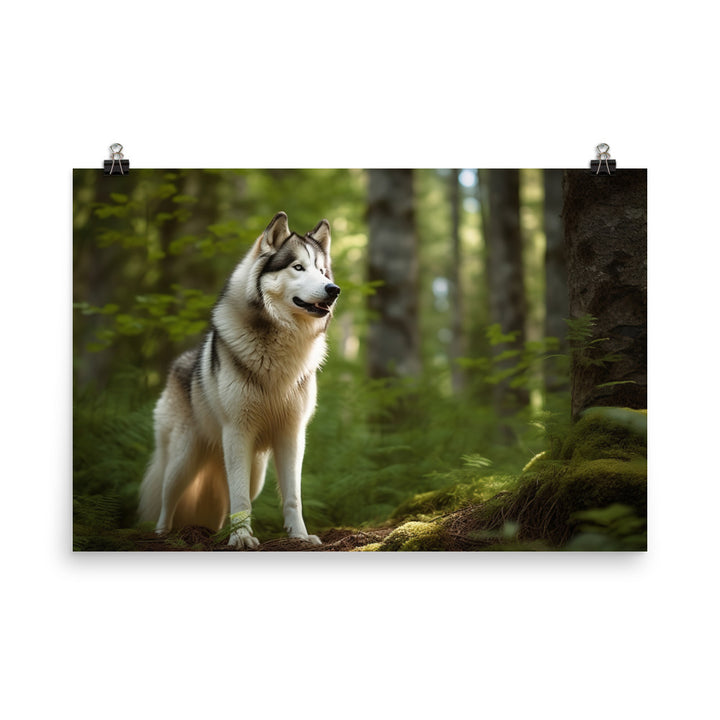 Alaskan Malamute in the Forest photo paper poster - Posterfy.AI