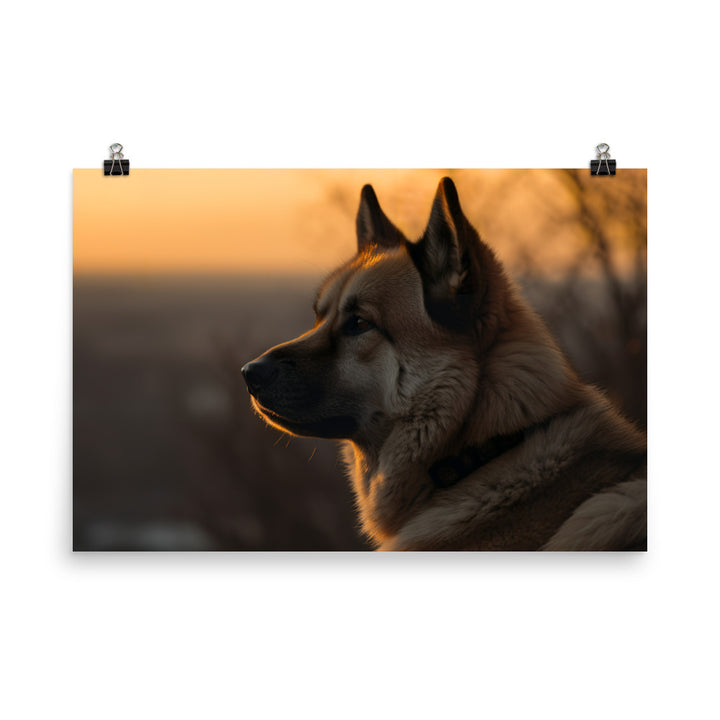 Noble Akita Gazing at the Sunset photo paper poster - Posterfy.AI