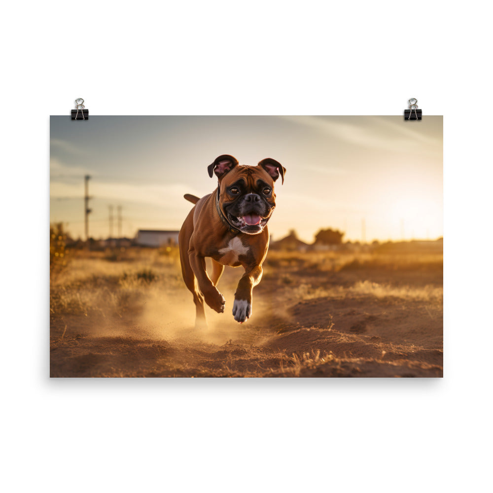 Energetic Boxer at Playtime photo paper poster - Posterfy.AI