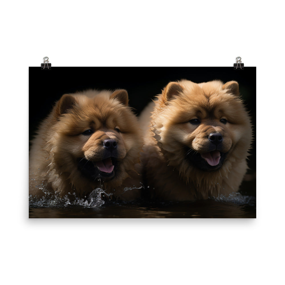 Two Chow Chows Having Fun photo paper poster - Posterfy.AI
