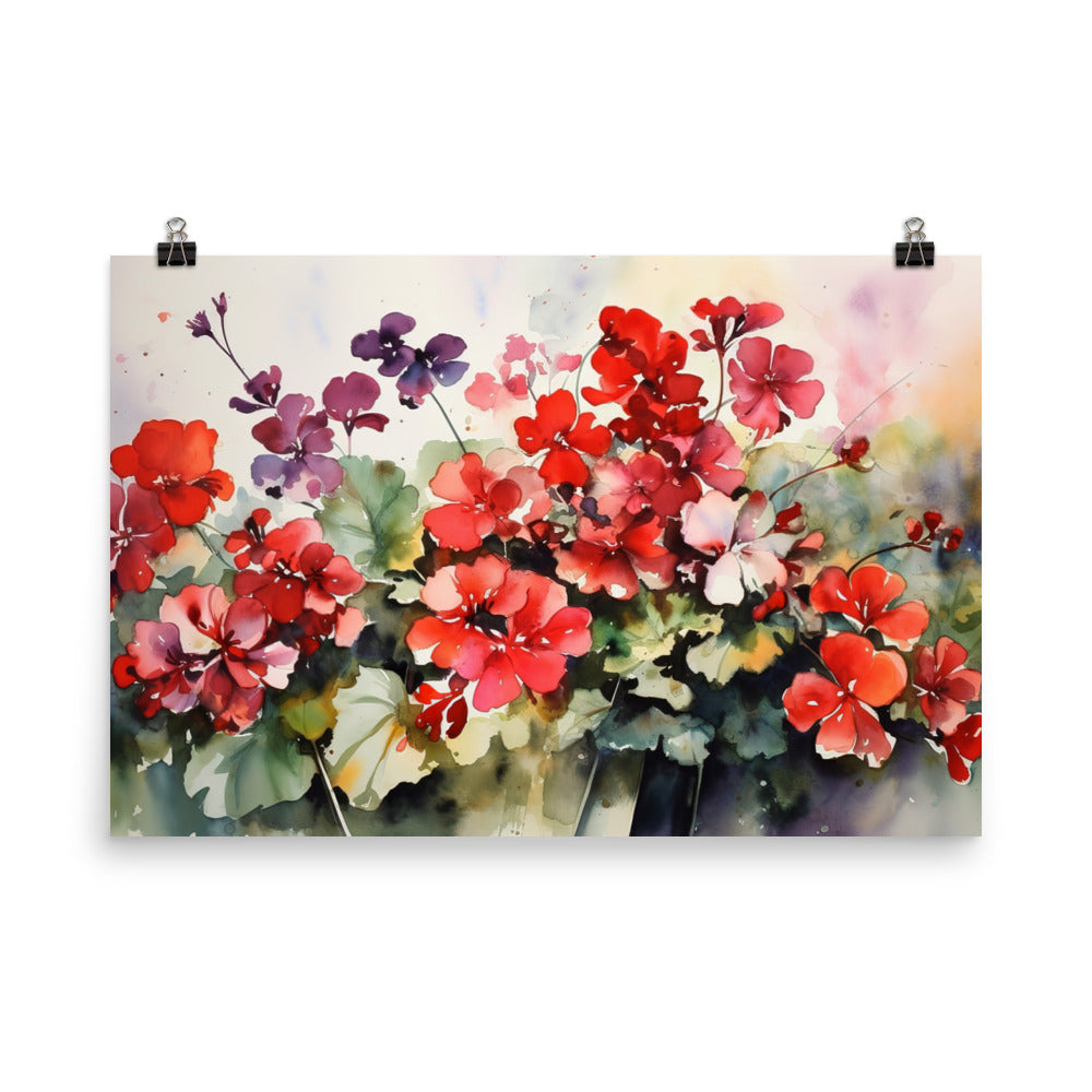 Elegant Geranium Bouquets photo paper poster - Posterfy.AI