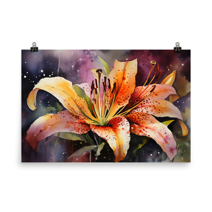 Watercolor Journey with Lilies photo paper poster - Posterfy.AI