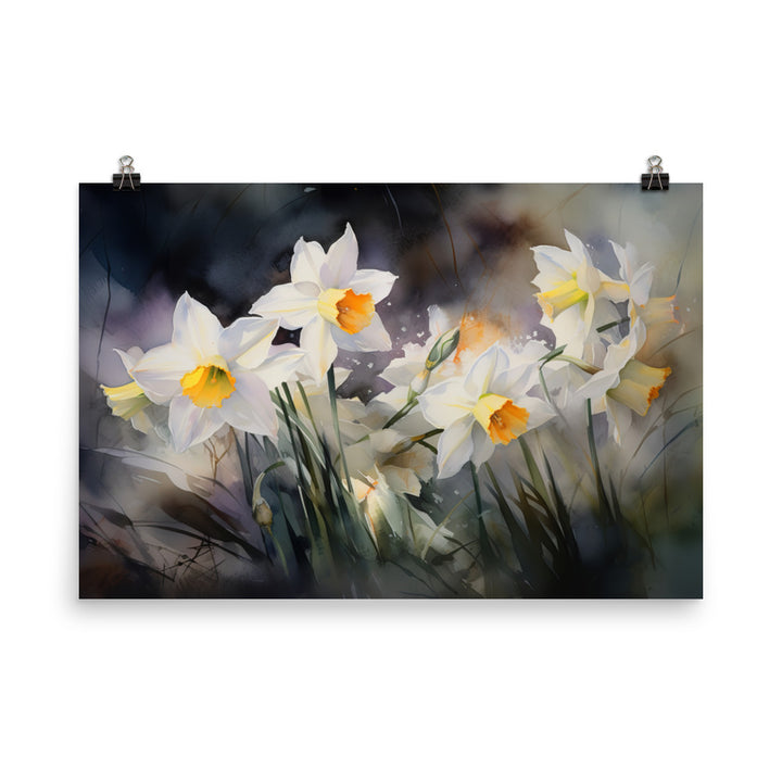 Watercolor Delicacy in Daffodils photo paper poster - Posterfy.AI