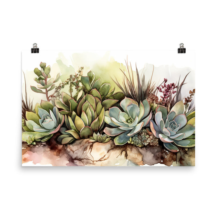 Serenity in Succulents photo paper poster - Posterfy.AI