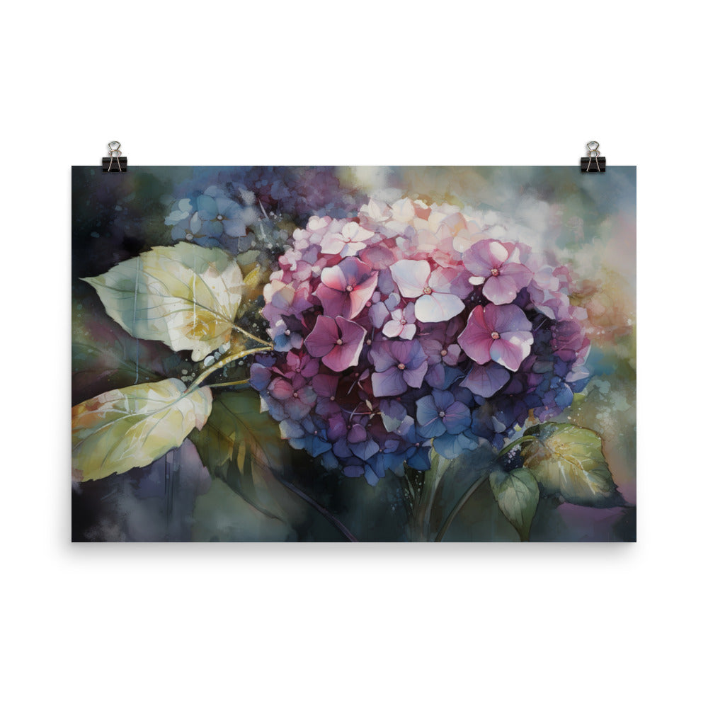 Majestic Hydrangeas photo paper poster - Posterfy.AI