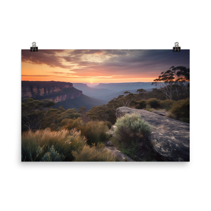 Blue Hour in the Blue Mountains photo paper poster - Posterfy.AI