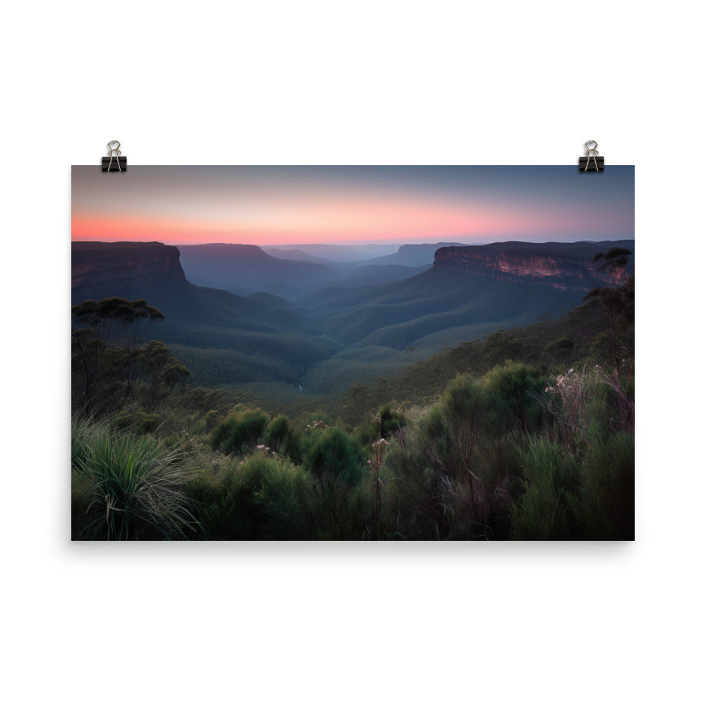 Blue Hour in the Blue Mountains photo paper poster - Posterfy.AI