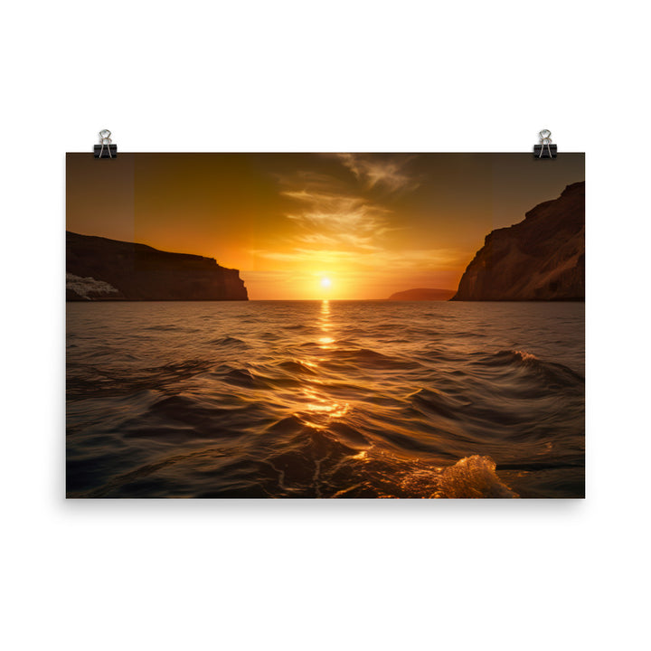 Golden Sunset over the Caldera photo paper poster - Posterfy.AI