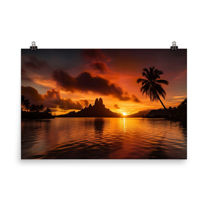 Tropical Sunset Splendor photo paper poster - Posterfy.AI