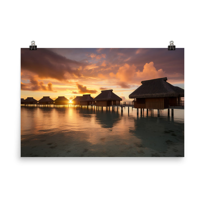 Overwater Bungalow Retreat photo paper poster - Posterfy.AI