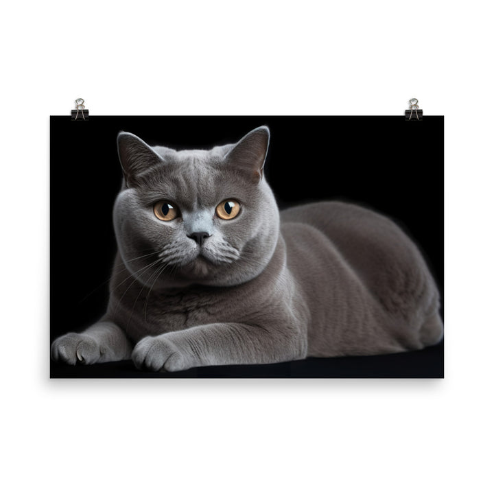 British Shorthair Cat Posing photo paper poster - Posterfy.AI