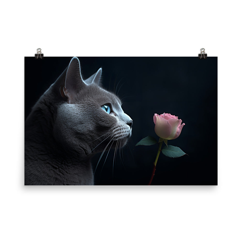 Russian Blue Cat photo paper poster - Posterfy.AI