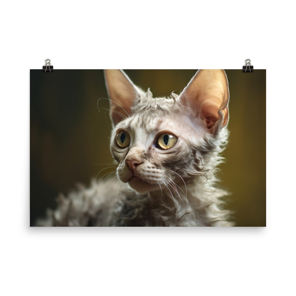 Captivating Devon Rex Cat photo paper poster - Posterfy.AI