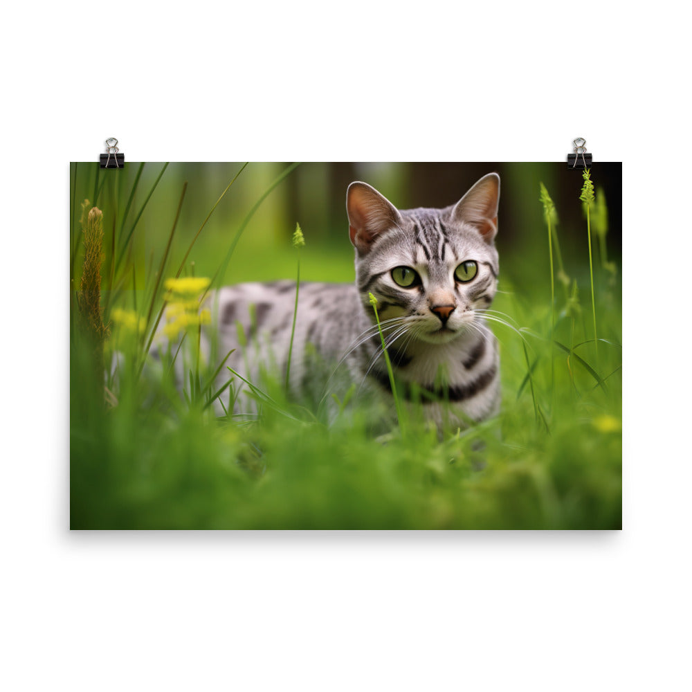 Serene Egyptian Mau in Nature photo paper poster - Posterfy.AI